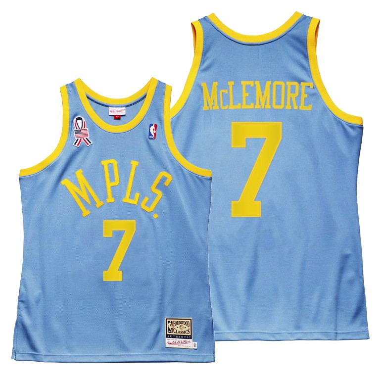 Men's Los Angeles Lakers Ben McLemore #7 NBA Minneapolis 5x championship MPLS Throwback Hardwood Classics Blue Basketball Jersey HKY6583QO